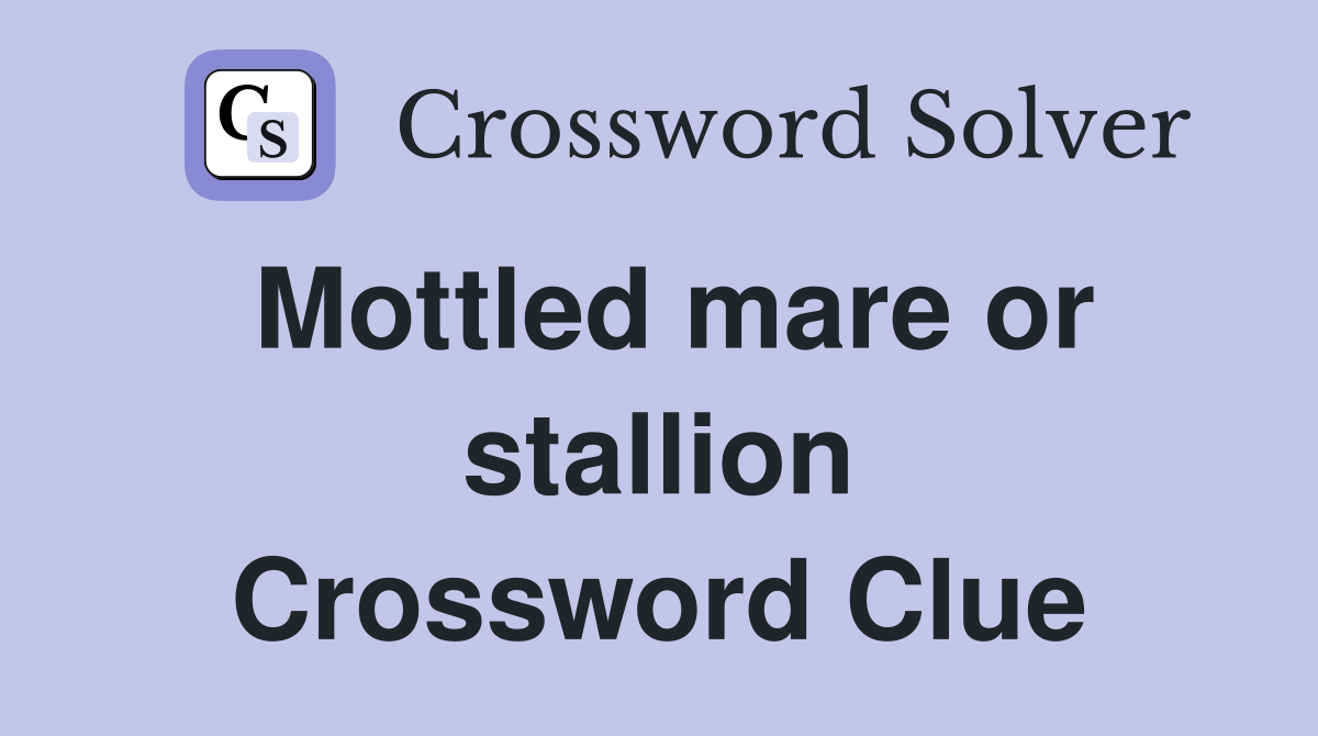 Mottled mare or stallion Crossword Clue