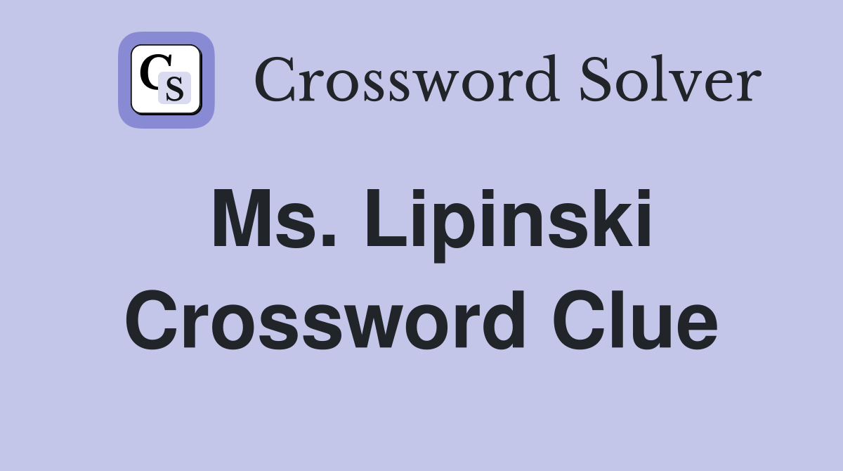 Ms. Lipinski Crossword Clue