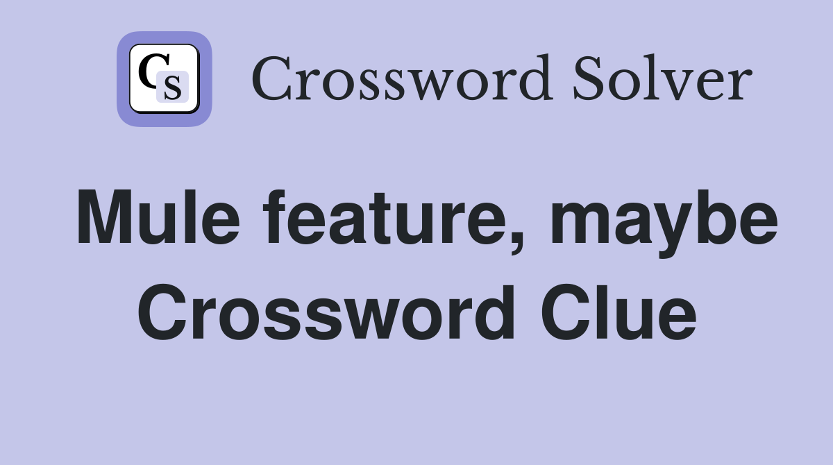 Mule feature, maybe Crossword Clue