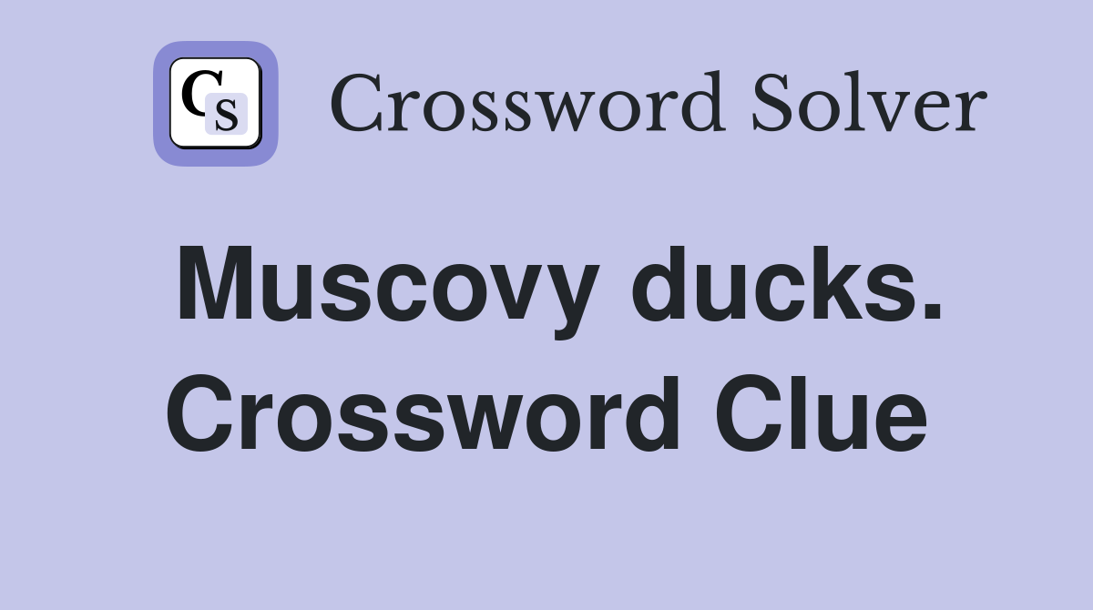 Muscovy ducks. Crossword Clue