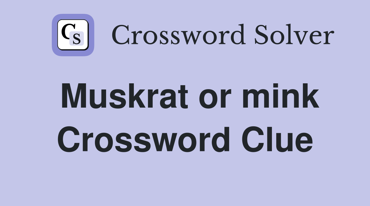 Muskrat or mink Crossword Clue