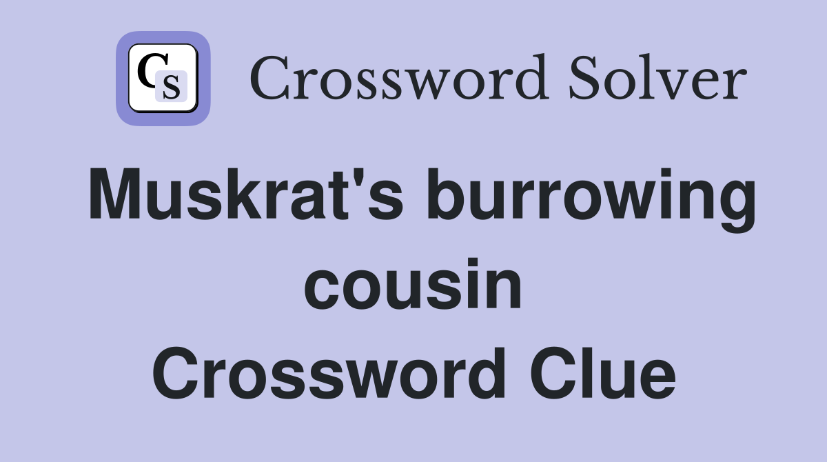 Muskrat's burrowing cousin Crossword Clue