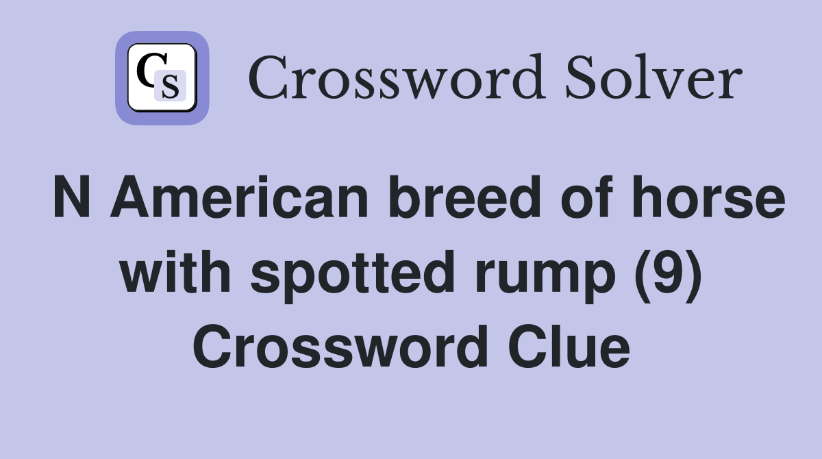 N American breed of horse with spotted rump (9) Crossword Clue
