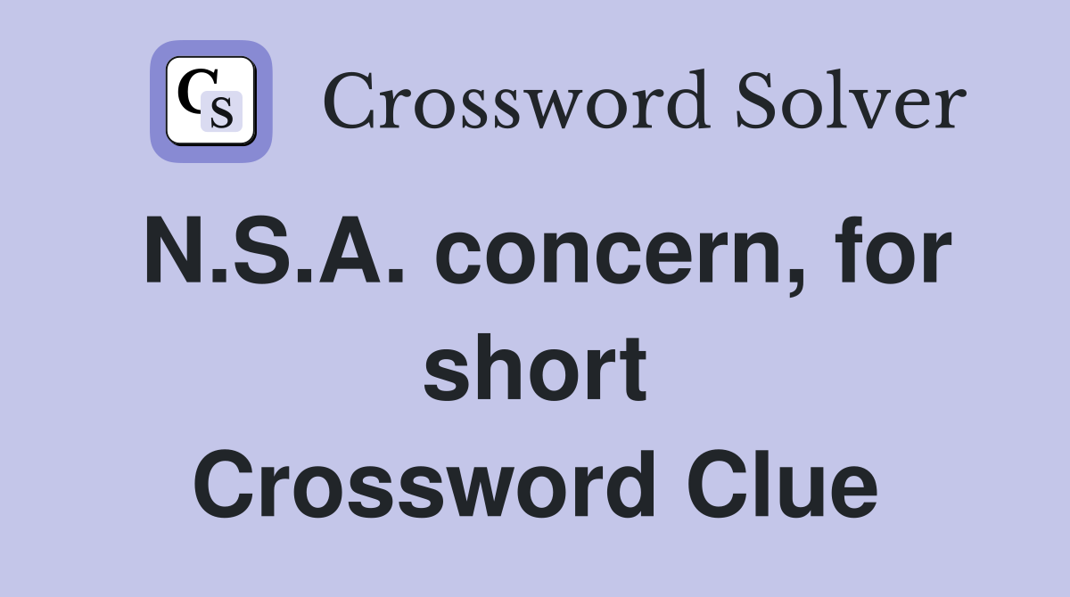 N.S.A. concern, for short Crossword Clue