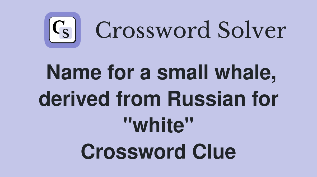 Name for a small whale, derived from Russian for "white" Crossword Clue