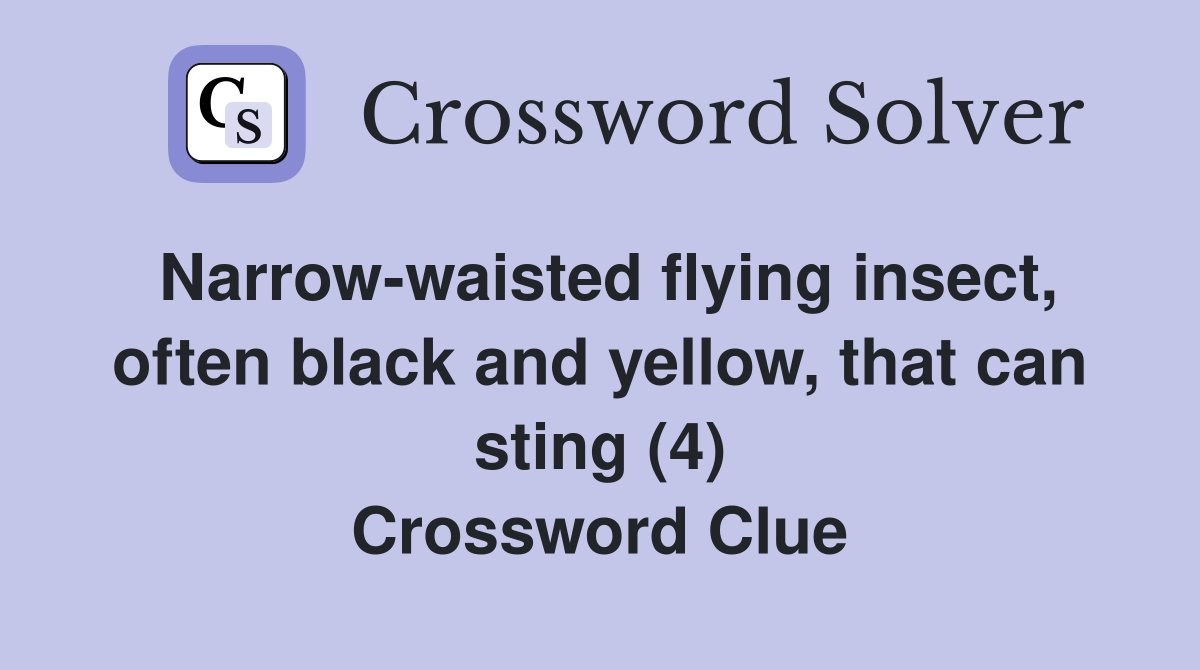 Narrow-waisted flying insect, often black and yellow, that can sting (4) Crossword Clue