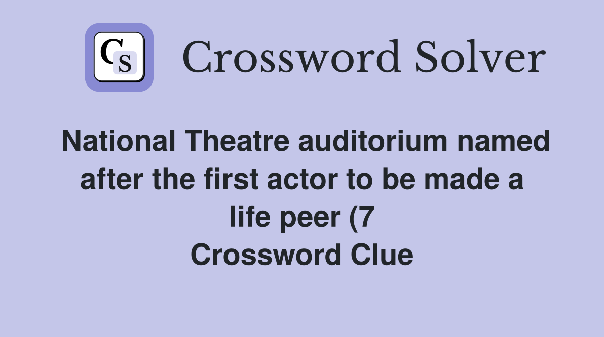 National Theatre auditorium named after the first actor to be made a National Theatre auditorium named after the first actor to be made a