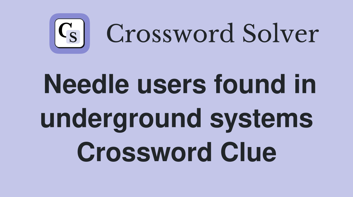 Needle users found in underground systems Crossword Clue