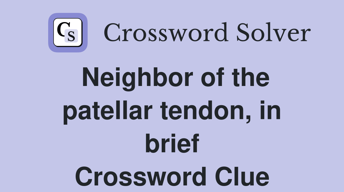 Neighbor of the patellar tendon, in brief Crossword Clue