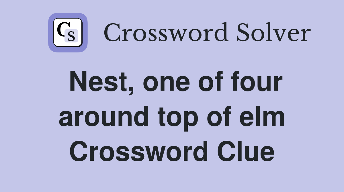 Nest, one of four around top of elm Crossword Clue