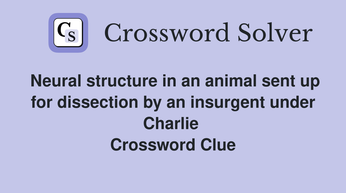 Neural structure in an animal sent up for dissection by an insurgent under Charlie  Crossword Clue