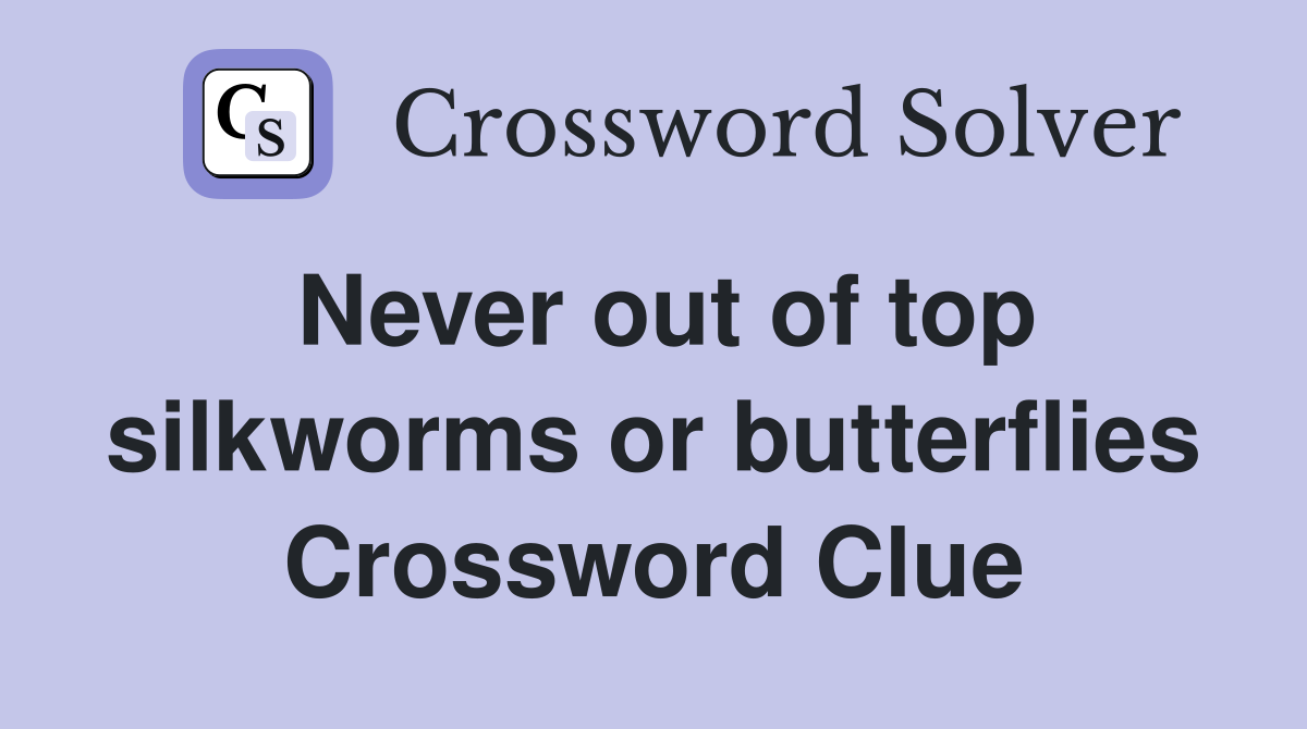 Never out of top silkworms or butterflies Crossword Clue