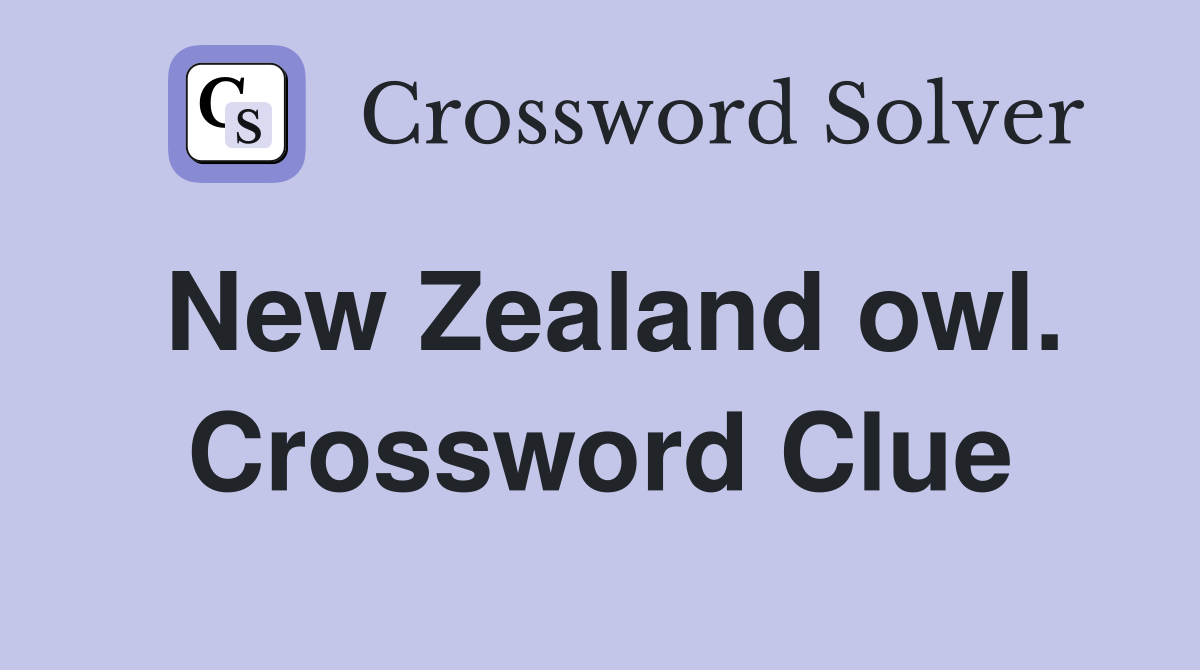 New Zealand owl. Crossword Clue