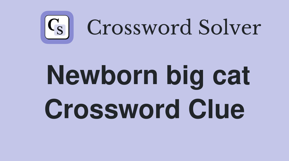 Newborn big cat Crossword Clue