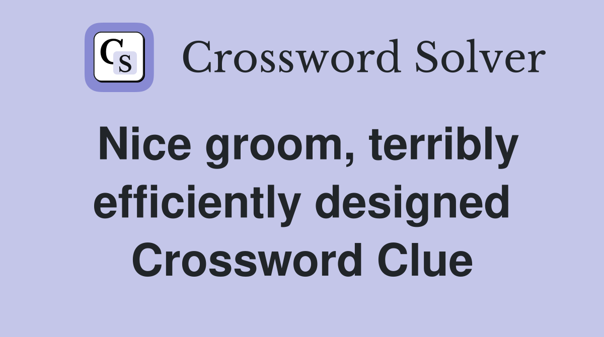 Nice groom, terribly efficiently designed Crossword Clue
