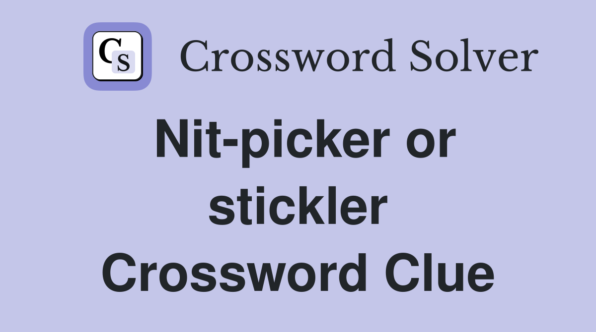 Nit-picker or stickler Crossword Clue