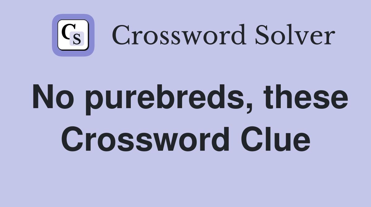 No purebreds, these Crossword Clue
