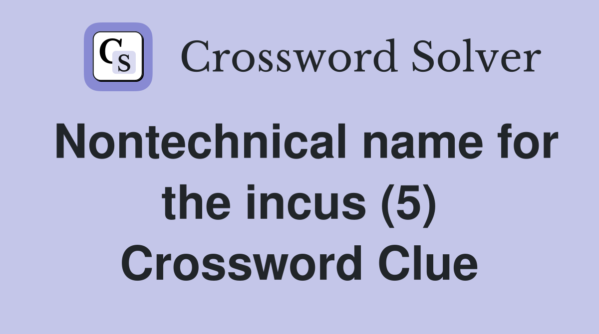 Nontechnical name for the incus (5) Crossword Clue