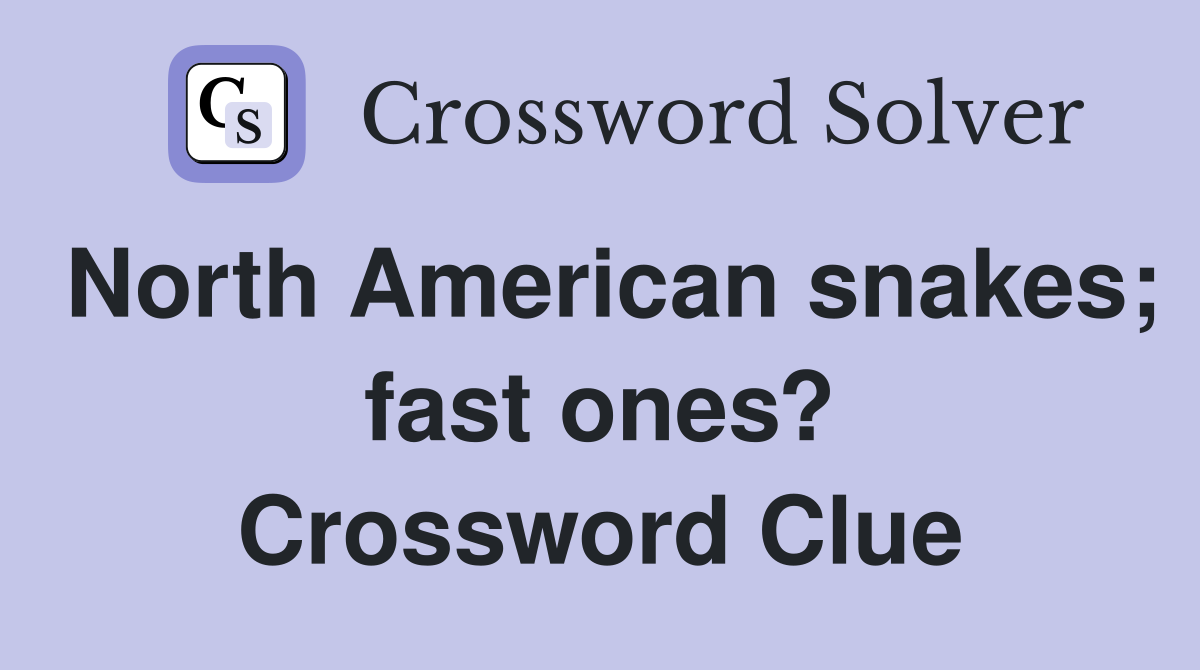 North American snakes; fast ones? Crossword Clue