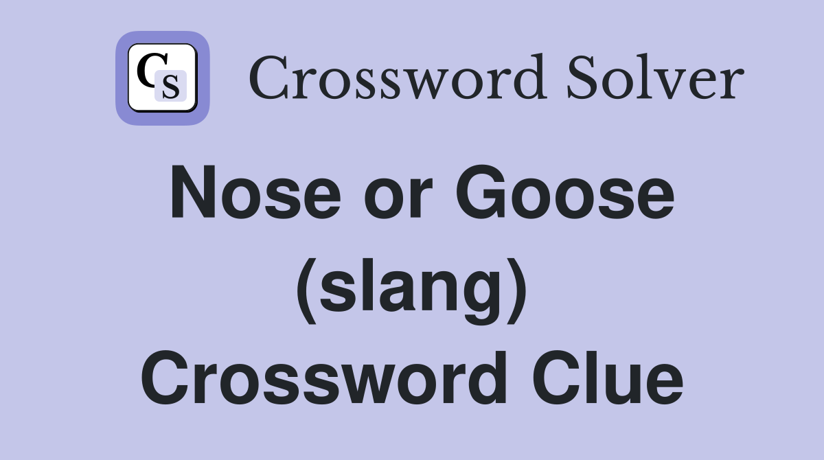 Nose or Goose (slang) Crossword Clue