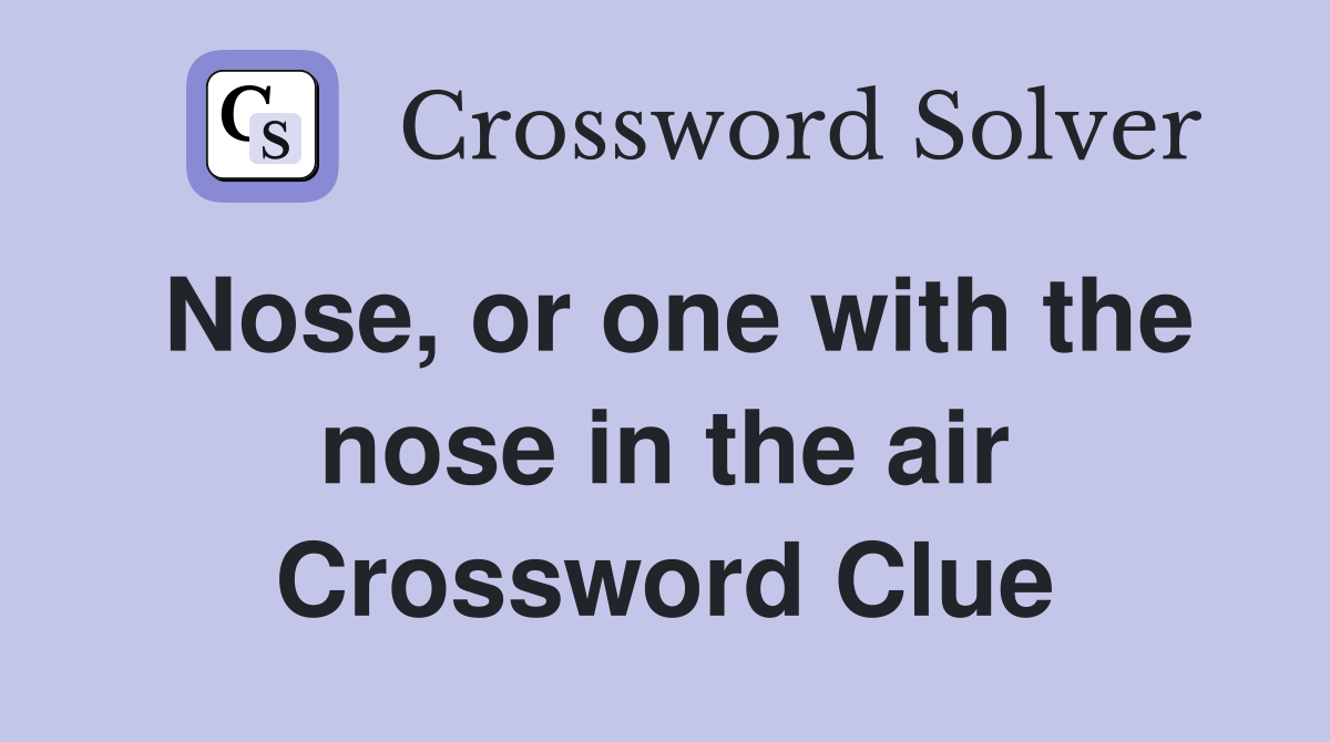 Nose, or one with the nose in the air Crossword Clue