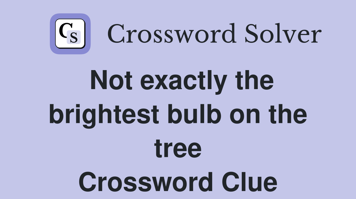 Not exactly the brightest bulb on the tree Crossword Clue