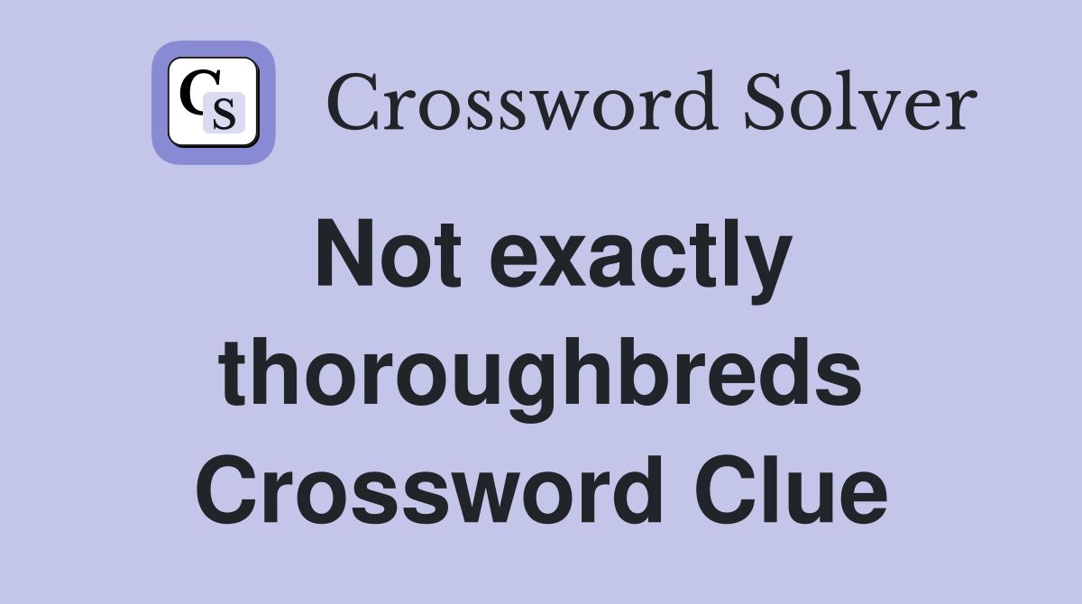 Not exactly thoroughbreds Crossword Clue