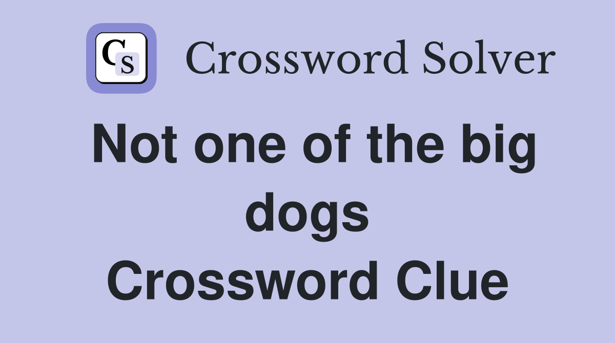 Not one of the big dogs Crossword Clue