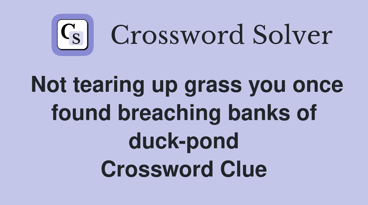 Not tearing up grass you once found breaching banks of duck-pond Crossword Clue