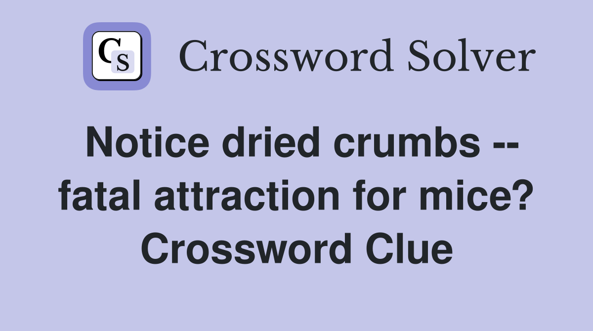Notice dried crumbs -- fatal attraction for mice? Crossword Clue