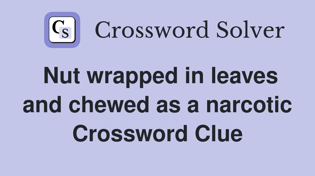Nut wrapped in leaves and chewed as a narcotic Crossword Clue