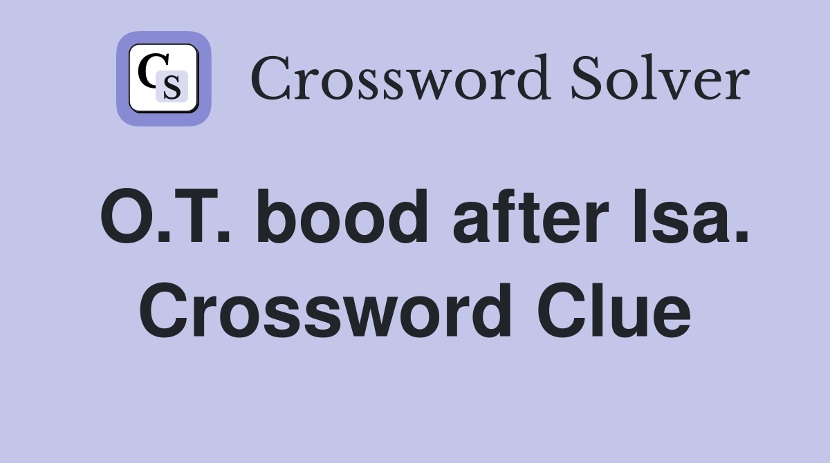O.T. bood after Isa. Crossword Clue