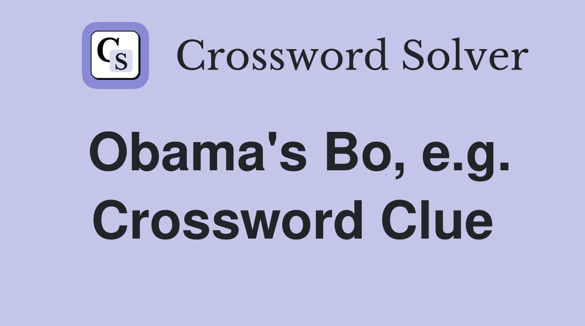 Obama's Bo, e.g. Crossword Clue
