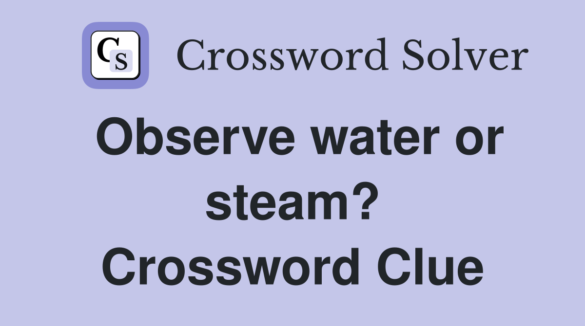 Observe water or steam? Crossword Clue