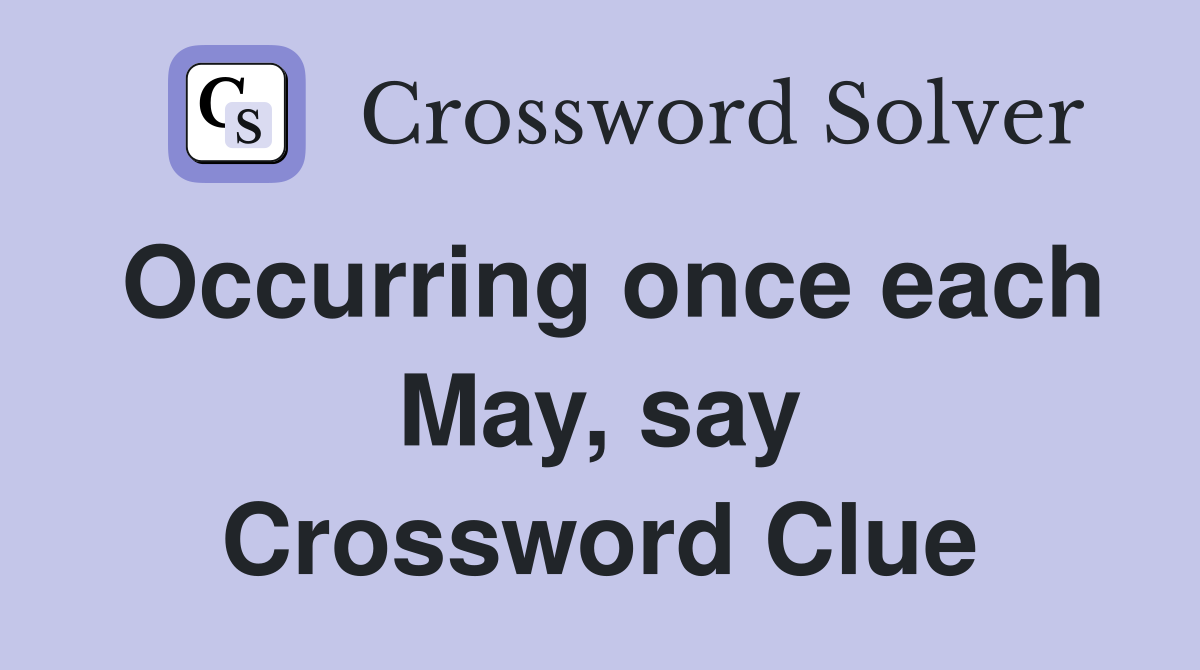 Occurring once each May, say Crossword Clue