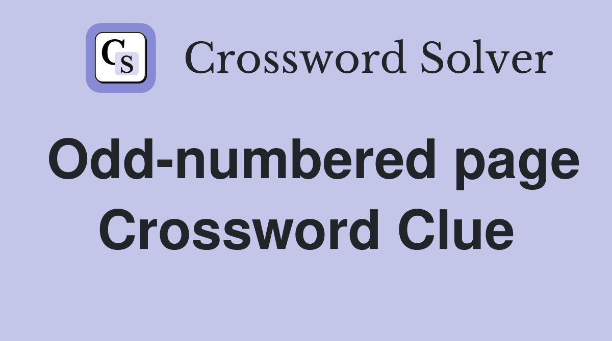 Odd-numbered page Crossword Clue
