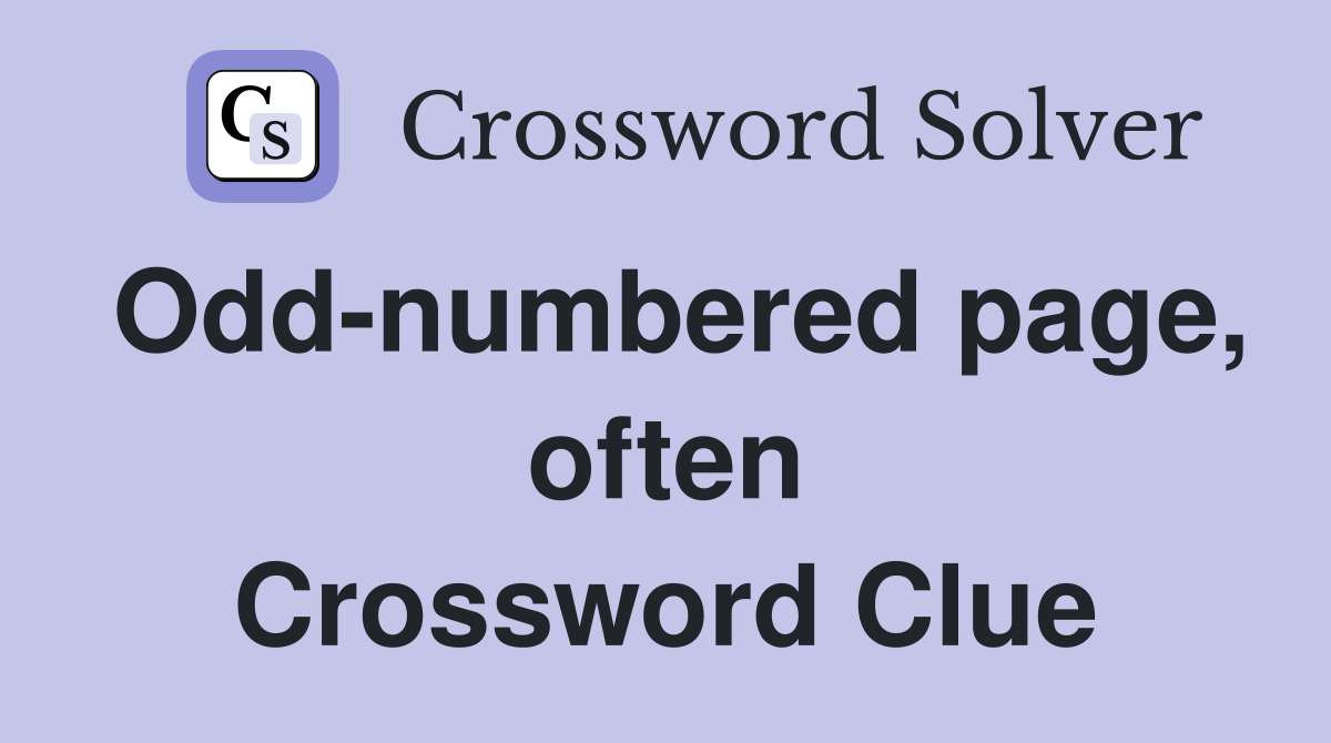 Odd-numbered page, often Crossword Clue