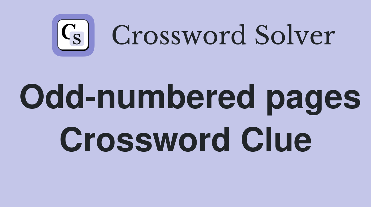 Odd-numbered pages Crossword Clue