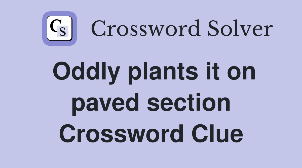Oddly plants it on paved section Crossword Clue