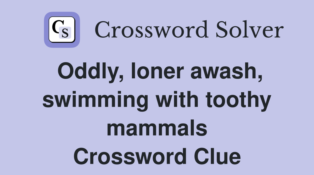 Oddly, loner awash, swimming with toothy mammals Crossword Clue
