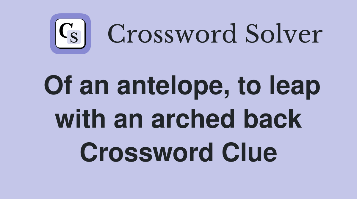 Of an antelope, to leap with an arched back Crossword Clue