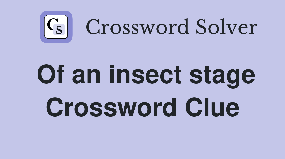 Of an insect stage Crossword Clue