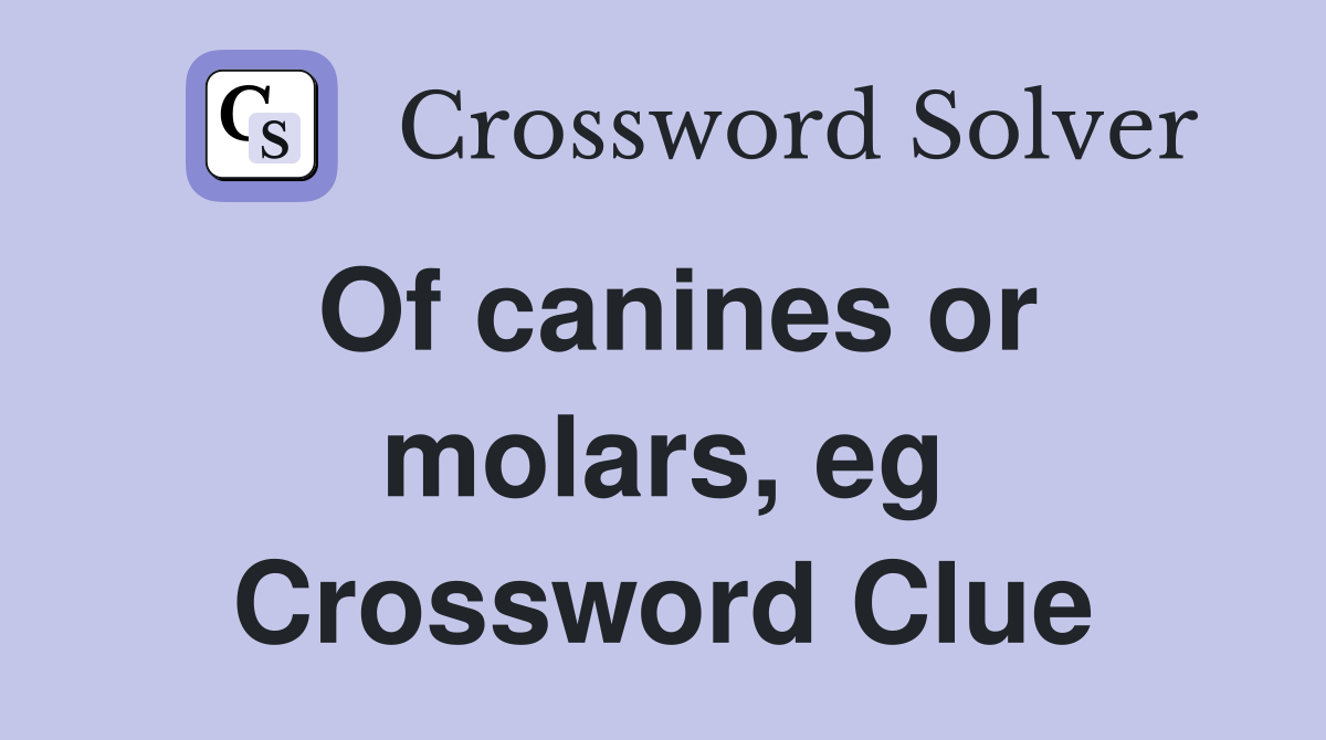 Of canines or molars, eg Crossword Clue