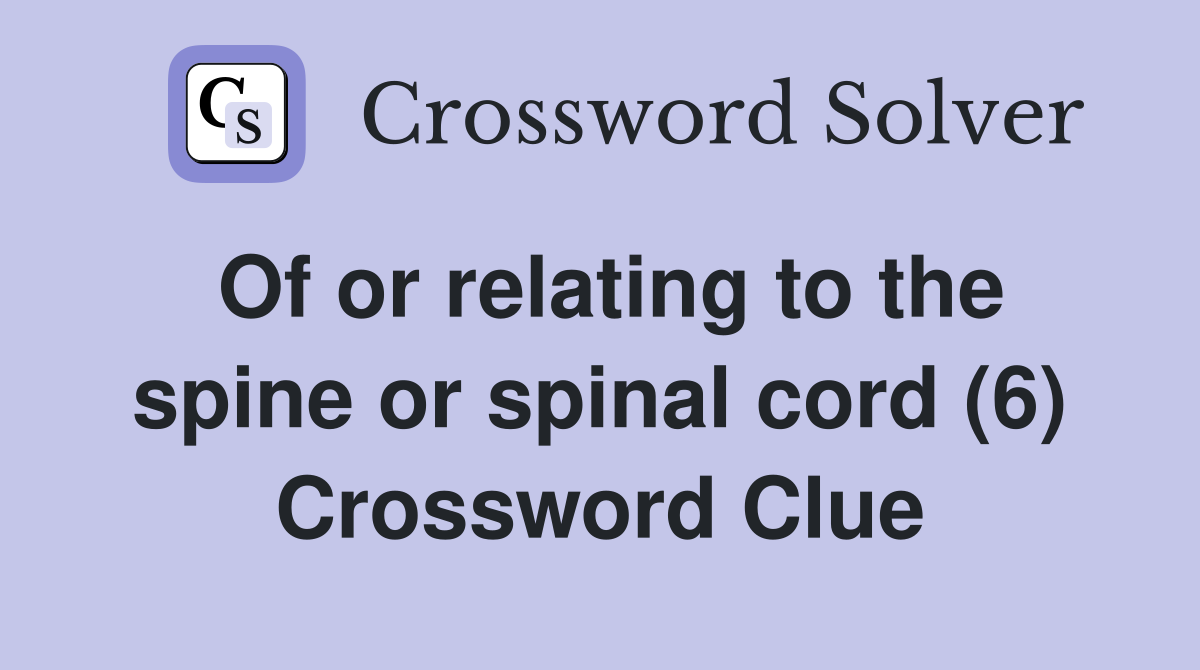 Of or relating to the spine or spinal cord (6) Crossword Clue