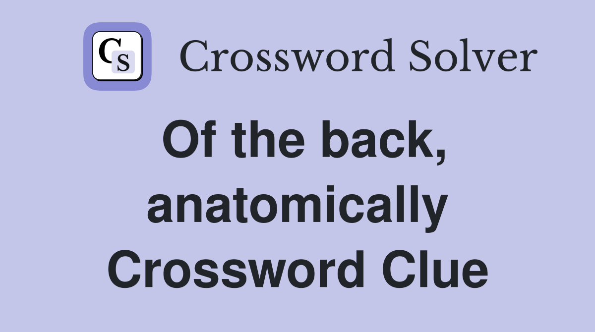 Of the back, anatomically Crossword Clue