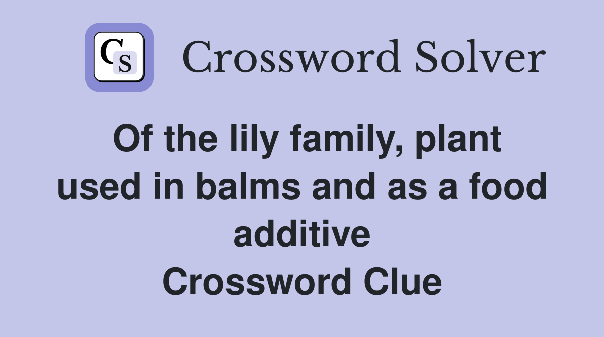 Of the lily family, plant used in balms and as a food additive Crossword Clue