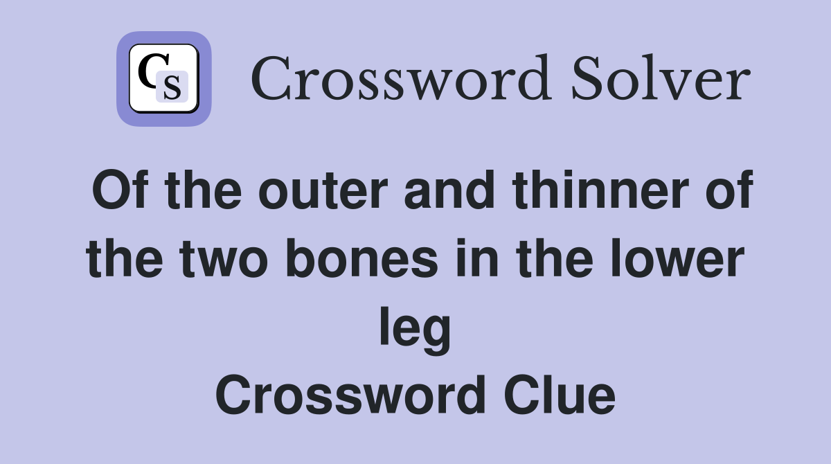 Of the outer and thinner of the two bones in the lower leg Crossword Clue