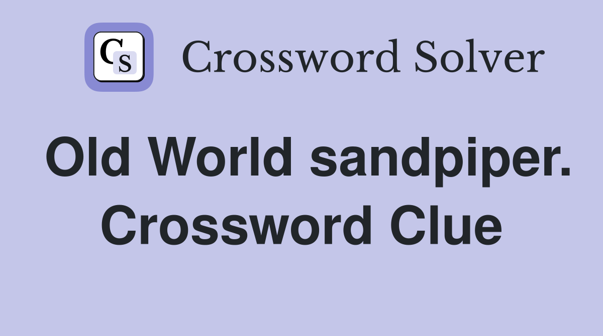 Old World sandpiper. Crossword Clue