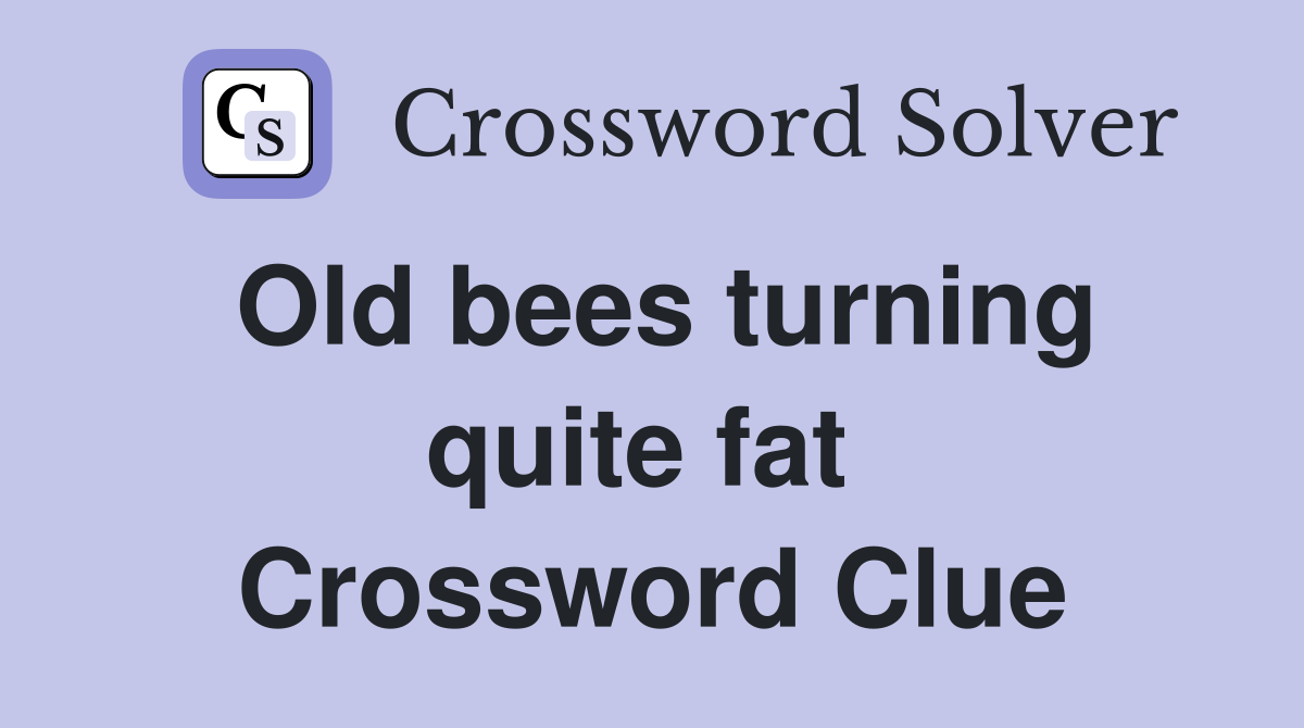 Old bees turning quite fat  Crossword Clue