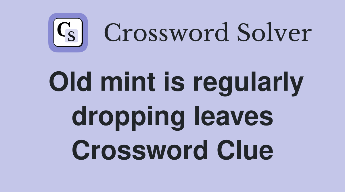 Old mint is regularly dropping leaves Crossword Clue